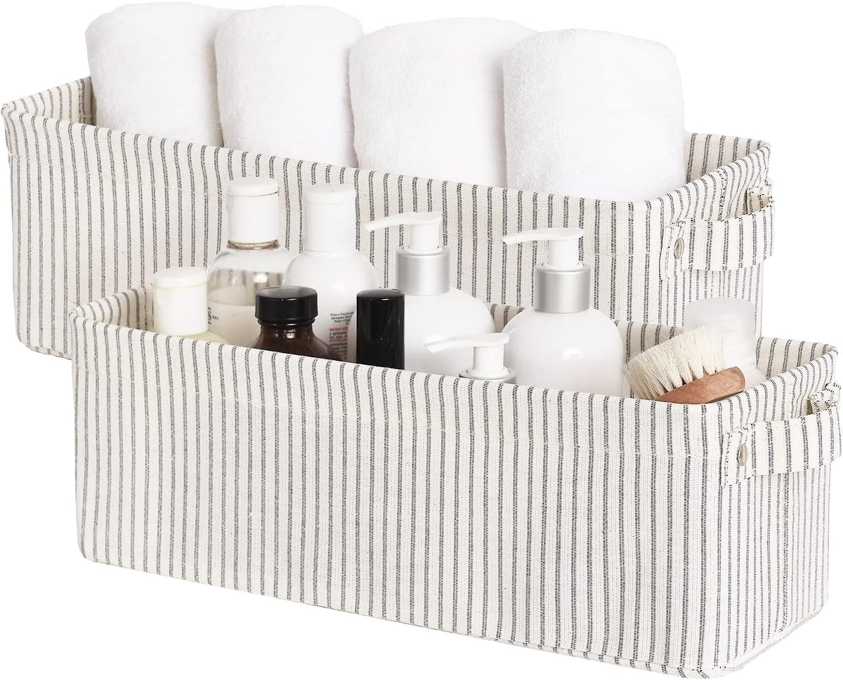 StorageWorks Narrow Storage Bins, Small Basket for Closet and Shelves, Fabric Organizer with