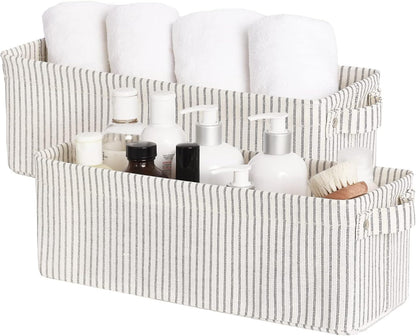 StorageWorks Narrow Storage Bins, Small Basket for Closet and Shelves, Fabric Organizer with