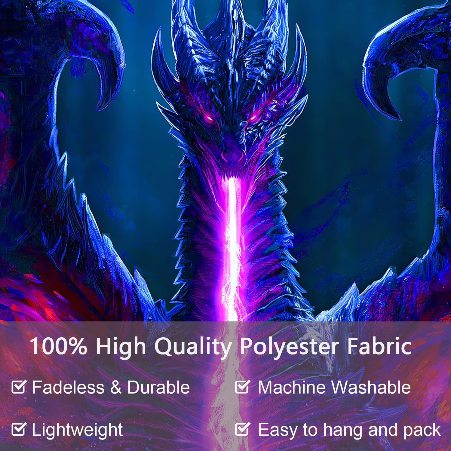 ADDWel Blacklight Dragon Tapestry, Cool Evil-Dragon Tapestry Glow In The Dark, UV Reactive Black
