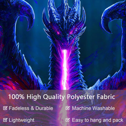 ADDWel Blacklight Dragon Tapestry, Cool Evil-Dragon Tapestry Glow In The Dark, UV Reactive Black
