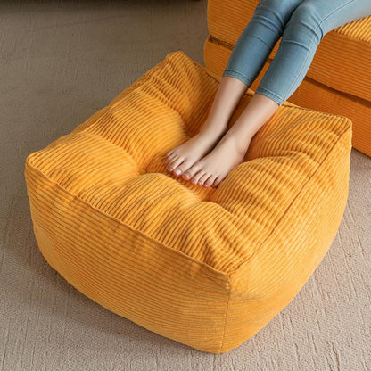 HIGOGOGO Square Stuffed Pouf Ottoman, Corduroy Poufs with Foam Chunk Filling, Furry and Fluffy Pouf