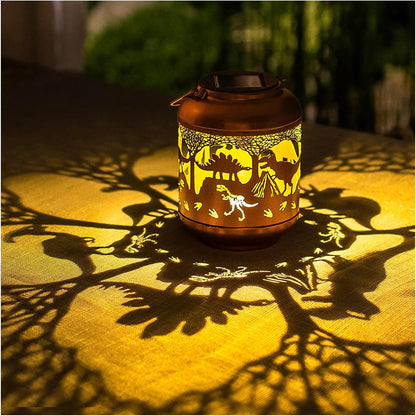 Dinosaur Solar Lanterns Outdoor Waterproof,Hanging Solar Lights Dinosaur Gifts for Women Men Metal