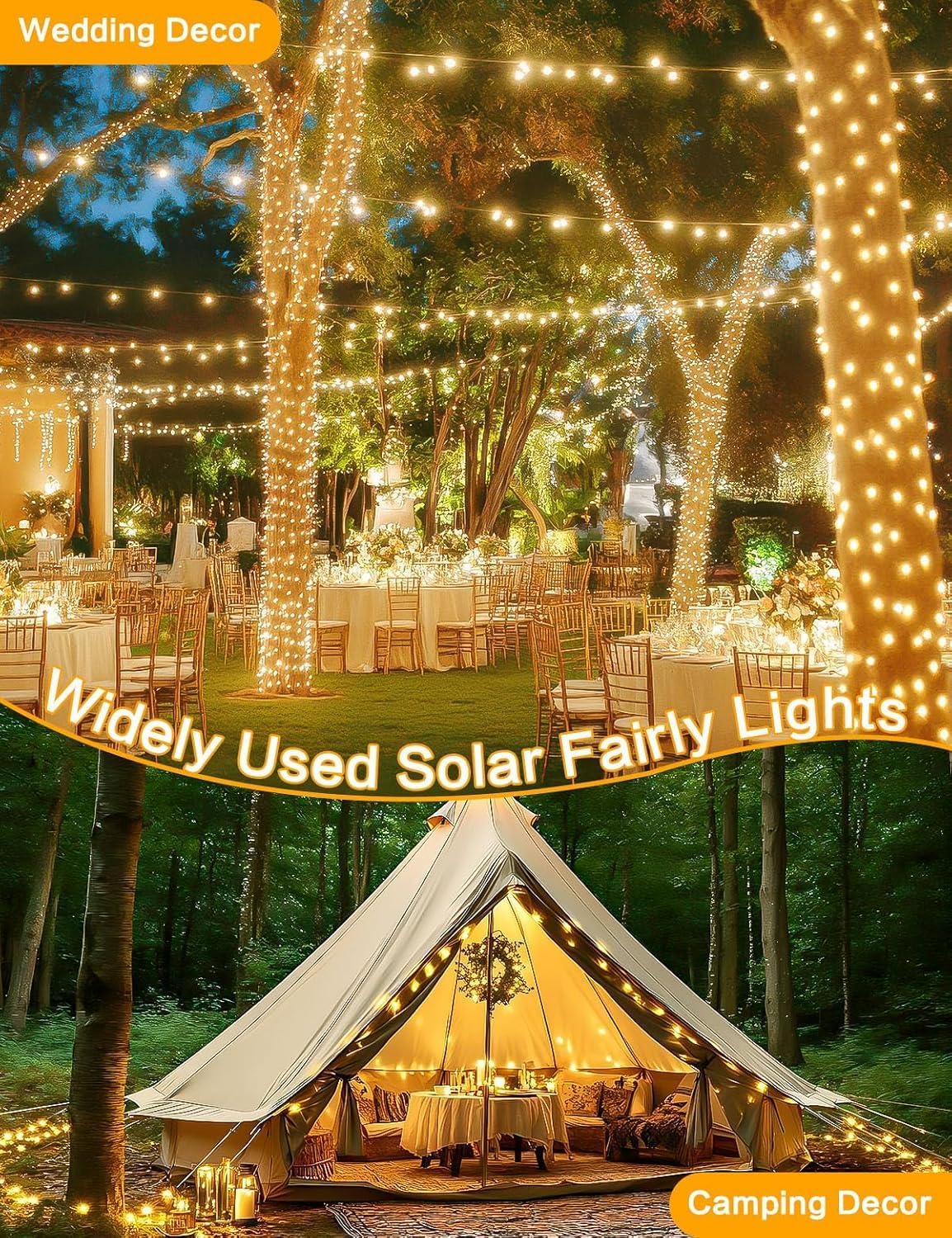 Solar Christmas String Lights Outside, 3 Pack Total 120FT 300 LED Solar Garden Twinkle Lights