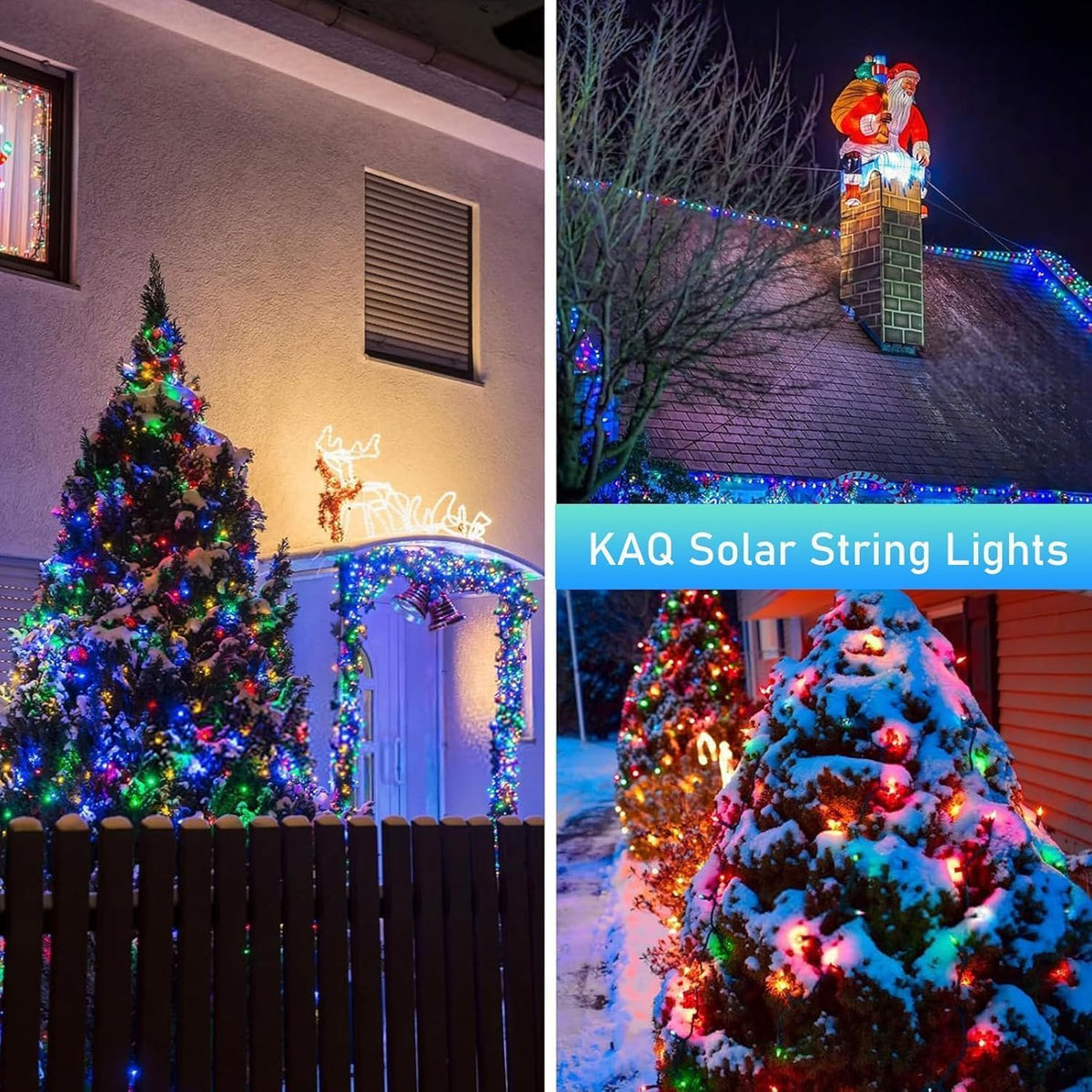 Multicolor Solar String Lights Outdoor Waterproof 2PK 200LED 66FT Twinkle Lights Auto On/Off Solar