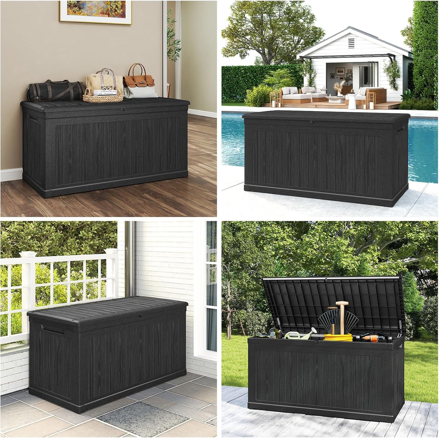 260 Gallon Deck Box Lockable, Outdoor Storage Box Waterproof and UV Resistant, Large Patio Storage
