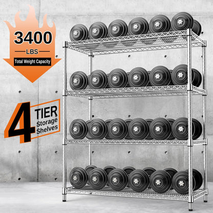 IZEUK 3400 LBS Garage Shelving Wide Storage Shelves 4 Tier Metal Shelves Heavy Duty Adjustable