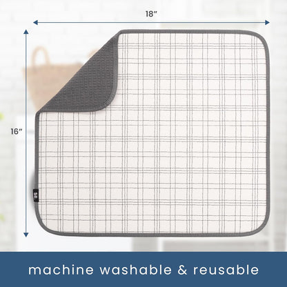 S&T INC. Dish Drying Mat, 16” x 18”, Absorbent Microfiber Kitchen Counter Mat, Dish Drying Pad for