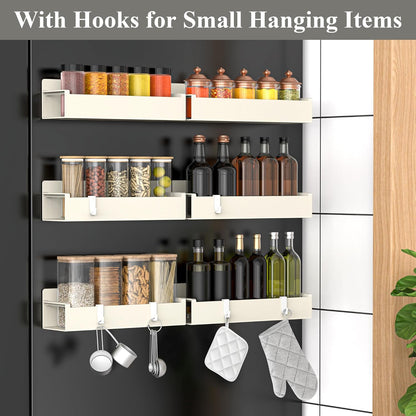 6 Pack Magnetic Spice Rack Organizer for Refrigerator and Oven, Cream White Fridge Organizers and