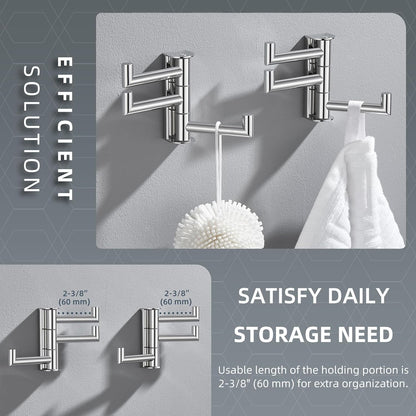 Angle Simple Swivel Towel Hooks for Bathroom, SUS 304 Stainless Steel Foldable 3 Arms Hand Towel