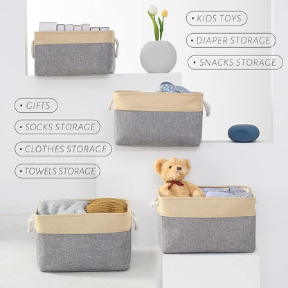 Organization and Storage Basket for Organizing - Large 4 Pack 16x12x8 inch Collapsible Baskets for