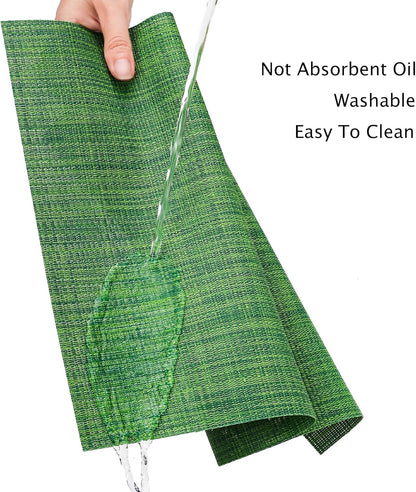 Myir JUN Placemats Set of 6, Vinyl Woven Placemats Place Mats Indoor Washable Table Mats Non-Slip
