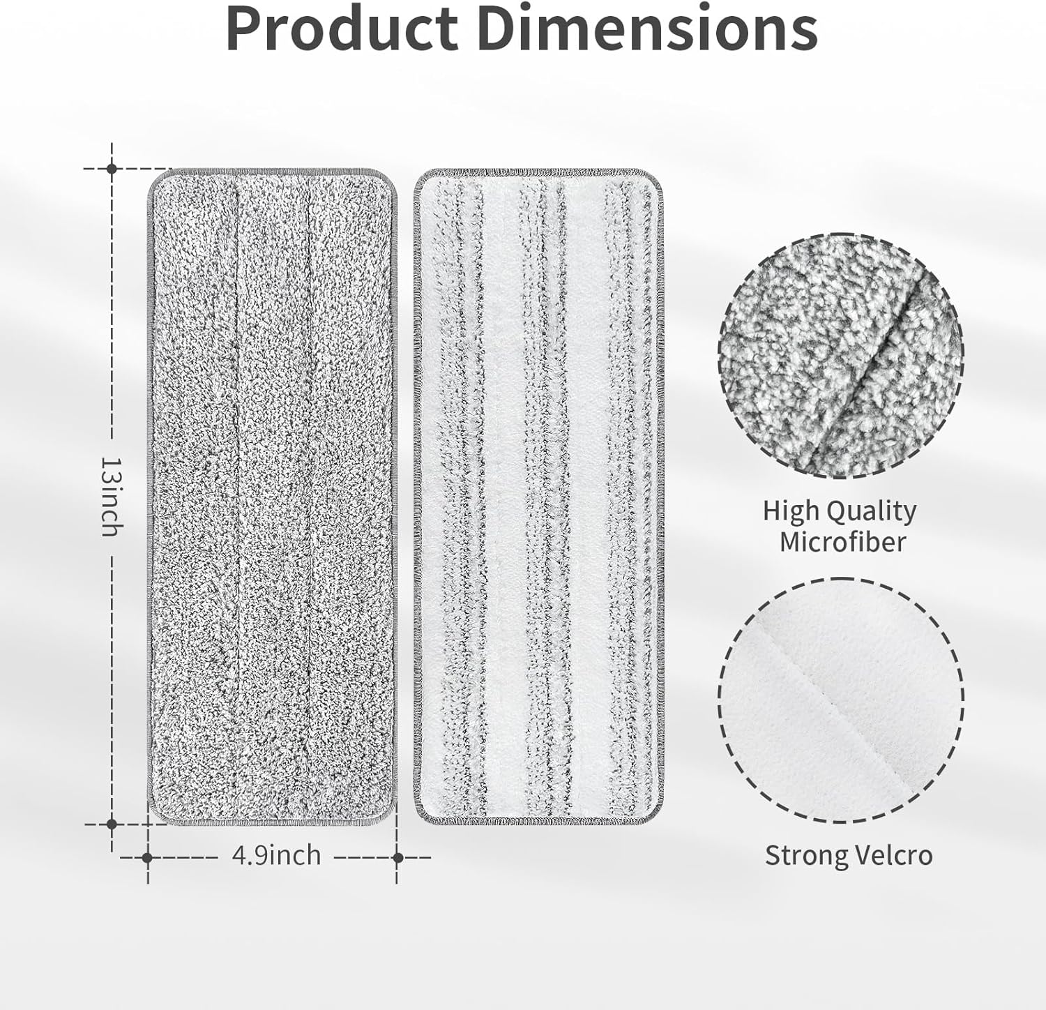 10Pcs Joymoop Mop Replacement Pads, 13 * 4.9'' Universal Mop Pads Mop Head Refills Washable Wet