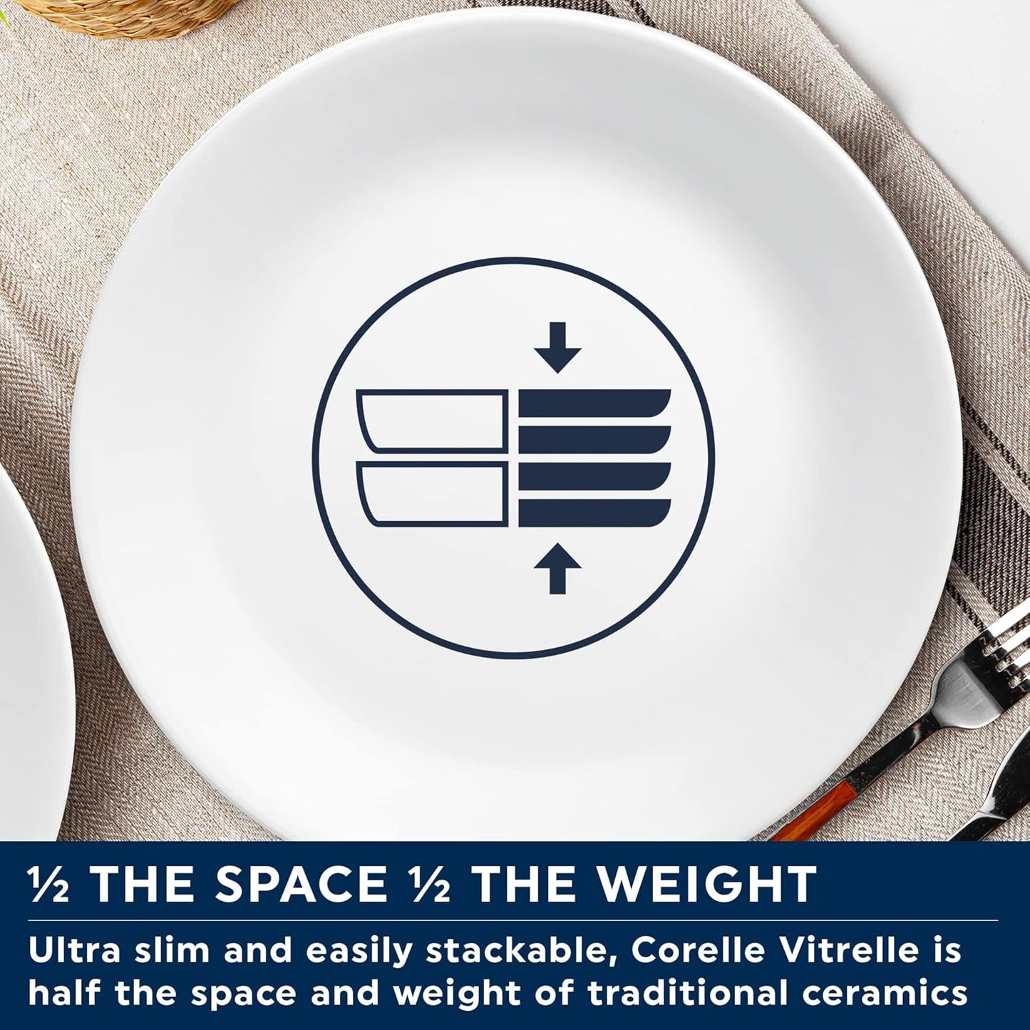Corelle Vitrelle 4-Pieces 10.25" Glass Dinner Plates Chip & Crack Resistant Glass Dinnerware Set