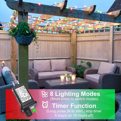 66FT 200 LED Christmas Lights Outdoor, Christmas Tree Lights with 8 Modes Waterproof, Plug in
