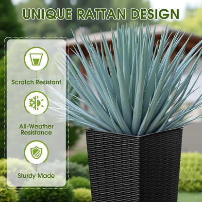 Devoko Resin Tall Planters for Outdoor Plants Set of 2, Large Taper Outdoor Planter Pots with 4