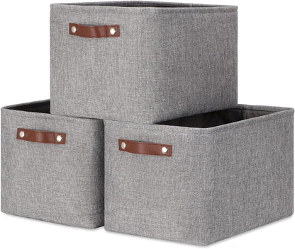 DULLEMELO Medium Storage Baskets for Organizing, Rectangular Fabric Storage Bins Collapsible