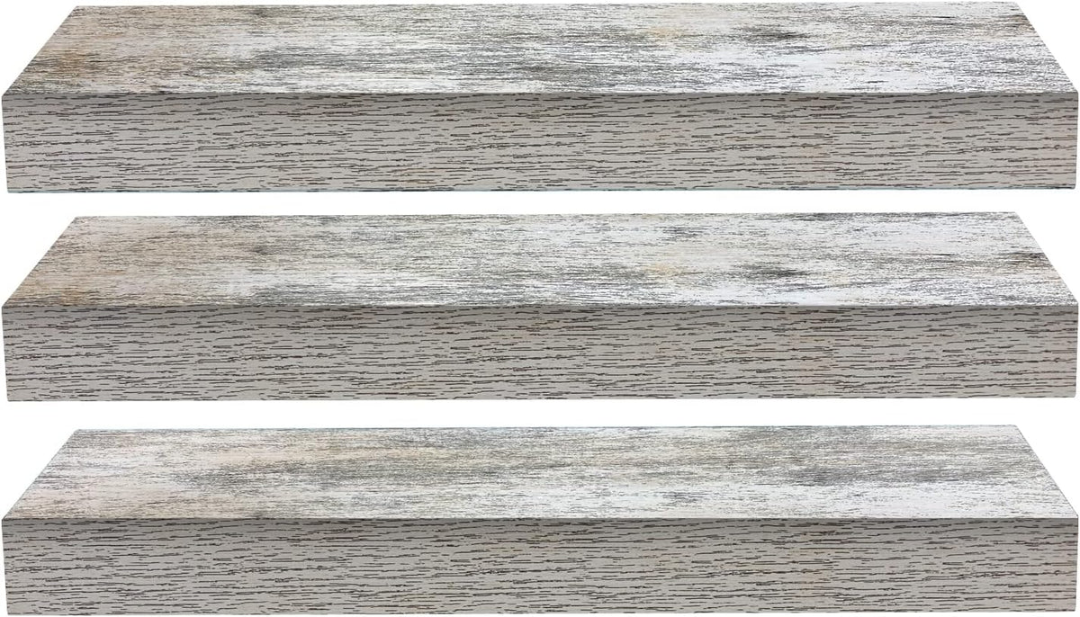 Sorbus Floating Shelves - 3 Pack 16 Inch Rustic Wall Shelves for Bedroom, Kitchen, Living Room