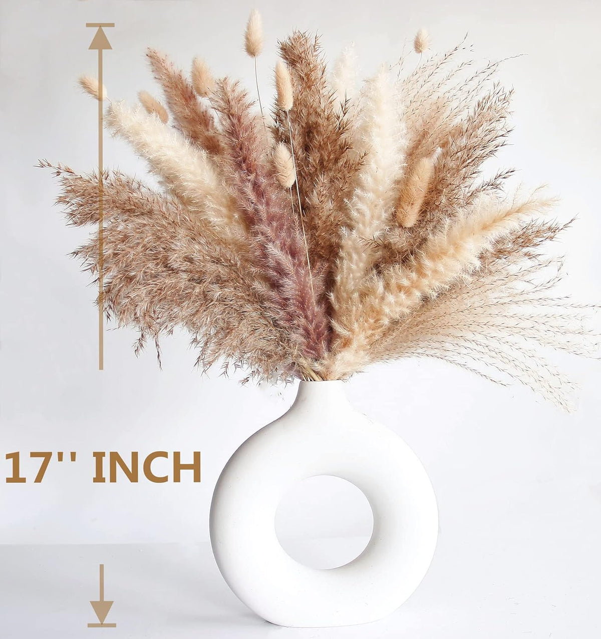 Natural Dried Pampas Grass Decor, 110 PCS Pampas Grass Contains White Bunny Tails Dried Flowers