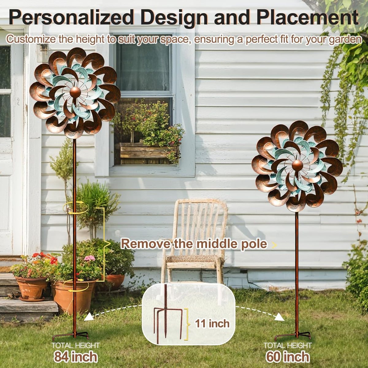 Wind Spinners for Yard and Garden Large, 84 Inch Wind Spinners Outdoor Metal, Wind Sculptures &