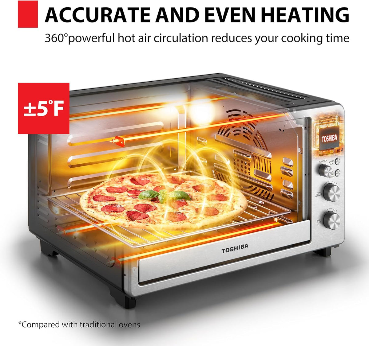 TOSHIBA ChefFry Air Fryer Toaster Oven Combo, 26.4 QT Large Capacity, 12-in-1 Countertop Toaster
