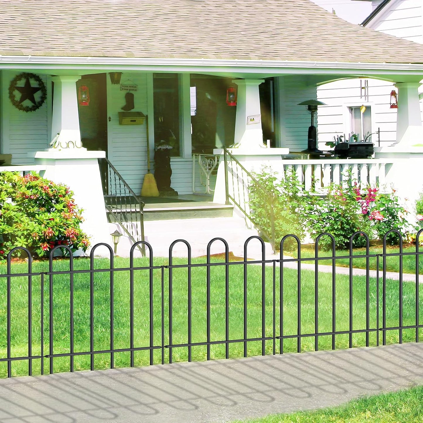 Metal Garden Fence 24 in H x 16 ft L, No dig Garden Border Yard Fencing, Dog Fence Outdoor