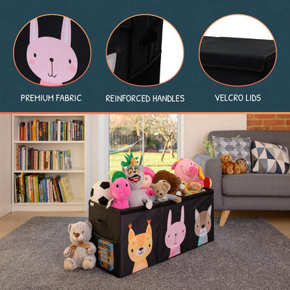 Extra Large Toy Storage Organizer with Lid - Sturdy, Collapsible Toy Chest Storage Box with Cute