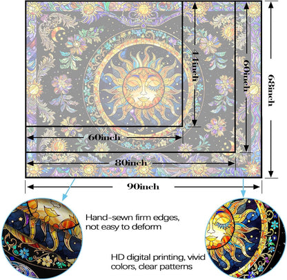 Lunerfex Sun Tapestry Stained Glass Tapestry Wall Decor Tapestries for Bedroom Boho Tapestries Wall