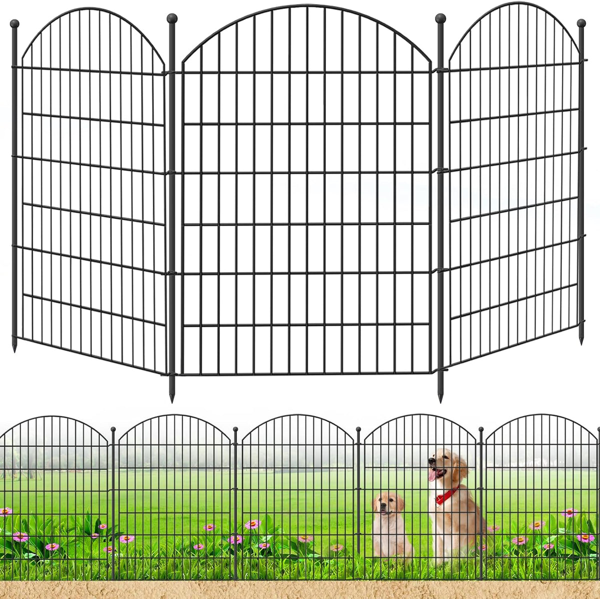 Decorative Garden Fence 40in (H) x24ft (L), 10 Pack No Dig Fence Animal Barrier for Dog, Arched