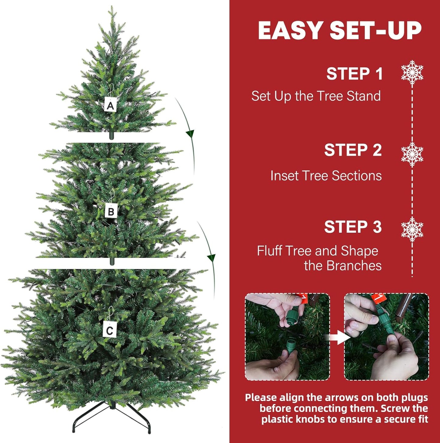 Hykolity 7.5 ft Prelit Artificial Christmas Tree, 2933 PE&PVC Branch Tips, 450 Warm White LED
