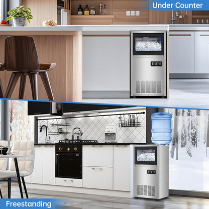 Ice Machine Commercial Ice Maker Machine, 150 Lbs /24H, 30 lbs Bin, Under Counter Built-in or