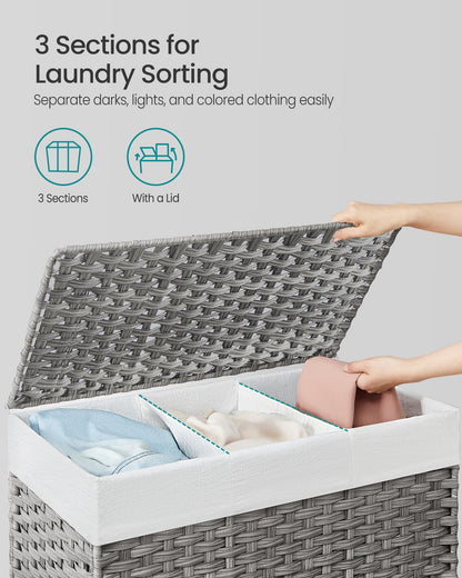 SONGMICS Laundry Hamper with Lid, 42.3 Gallons (160 L), Rolling Laundry Basket with Wheels