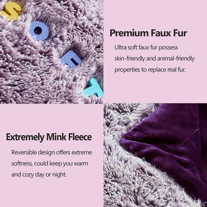 GONAAP Fuzzy Faux Fur Throw Blanket Frosty Purple Super Soft Cozy Plush Fuzzy Shaggy Blanket for