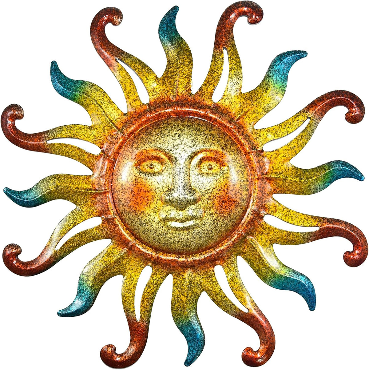 MACLARONX Metal Sun Wall Decor, Sun Face for Outdoor Garden Fence Yard Art Porch Door Patio Living