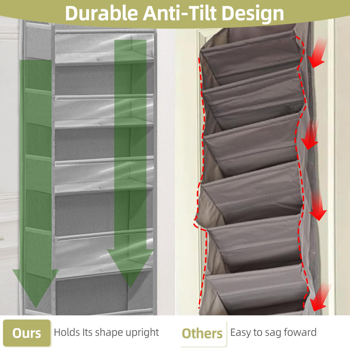 STORAGEIDEAS Over Door Organizer with 6 Extra Large Pockets 12 Side Pockets, Sturdy Closet Storage