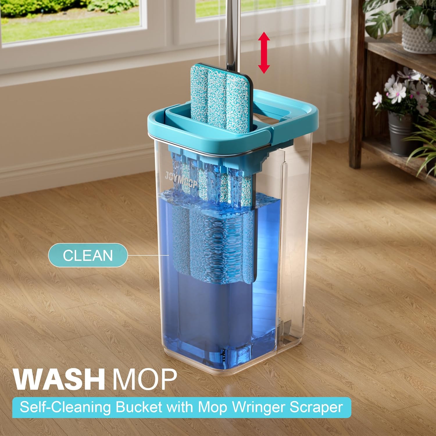 JOYMOOP Mop and Bucket Set with Wringer, with 3 Reusable Microfiber Mop Pads, Mops for Floor