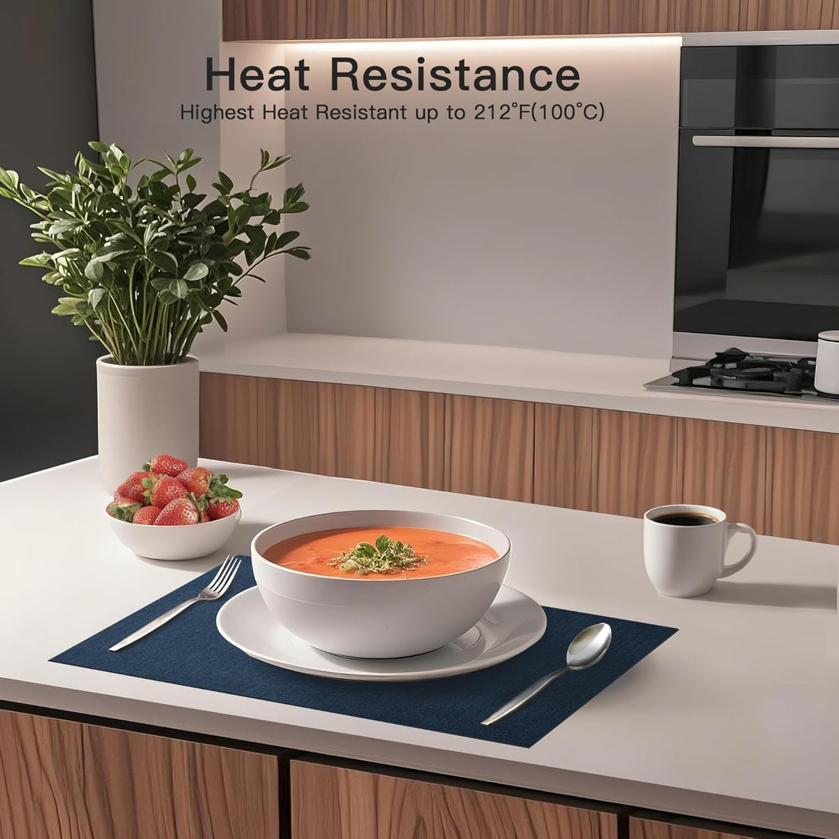 DOLOPL Placemats Set of 12, Reversible Wipeable & Heat Resistant Place Mats, Modern Faux Leather