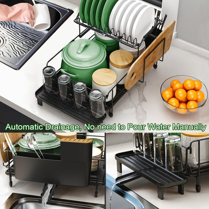 Runnatal Large Dish Drying Rack with Drainboard Set, Stainless Steel Detachable 2-in-1