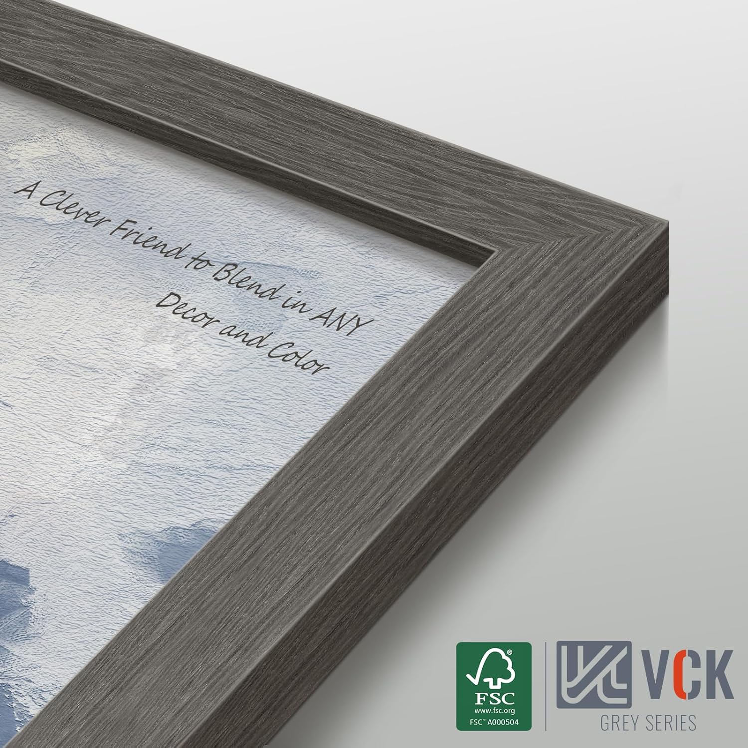 VCK 24x30 Frame Set of 3, Gray Solid Wood Poster Picture Frame, Exclusive Wood Grain, Wall Mounting