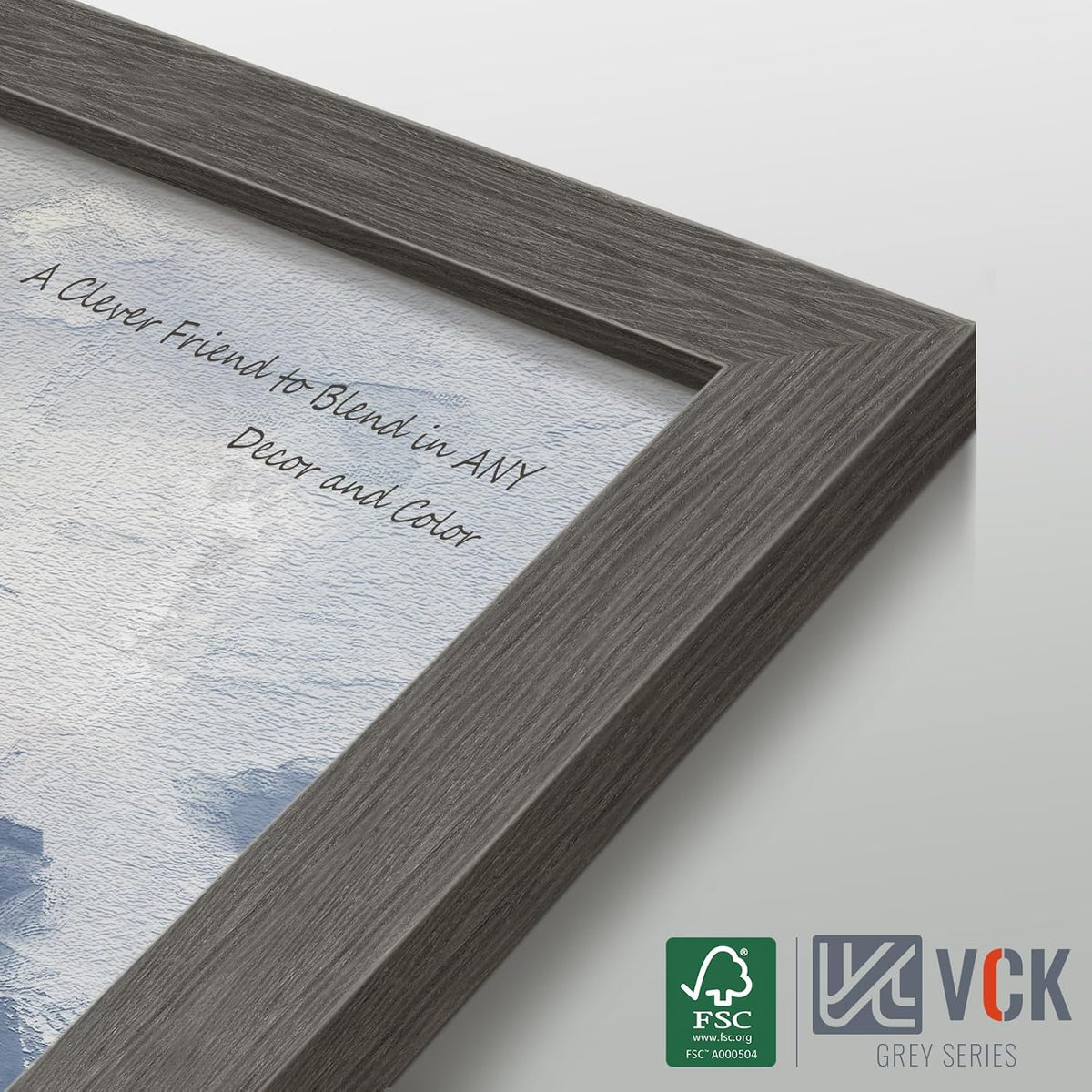 VCK 14x22 Picture Frame Set of 3, Gray Solid Wood Poster Picture Frame, Exclusive Wood Grain, Wall