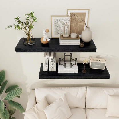 Black Floating Shelves 36 Inch Long, 12 Inch Deep Floating Shelves for Wall, 36 x 12 Shelves for