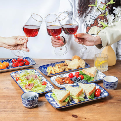 Selamica Ceramic Serving Platters, 14 Inch Serving Trays for Party Entertaining, Large Rectangular
