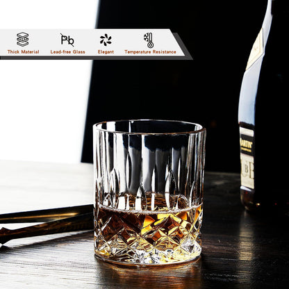 Whiskey Glasses Set of 4,Rock Glasses,11 oz Lead-Free Crystal Bourbon Glass,Old Fashioned Glass for