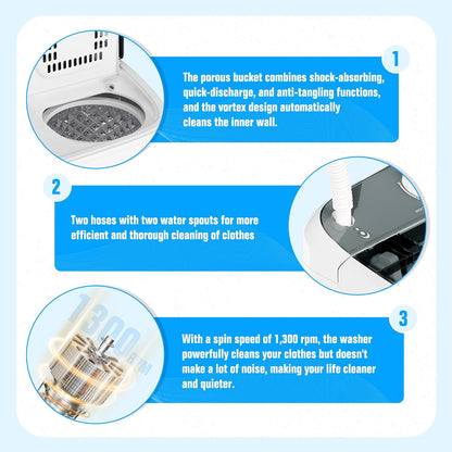 Pataku Portable Washing Machine, 17.6 Lbs Compact Mini Washer and Dryer Combo,Twin Tub Laundry