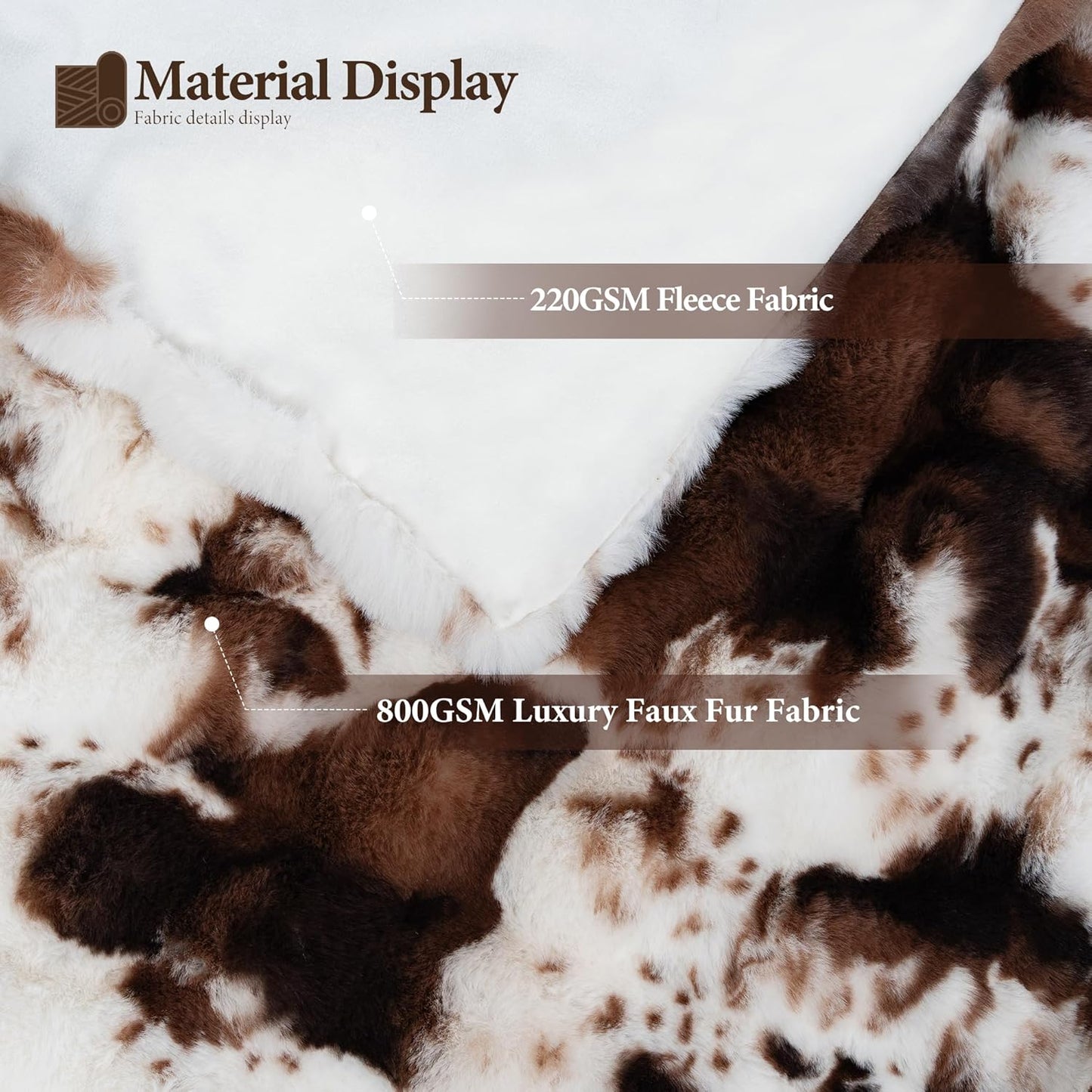 Touchat Cow Print Blanket for Couch, Faux Fur Throw Blanket, Super Heavy Warm Cozy Blankets for Bed