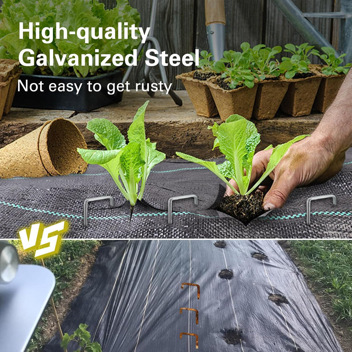 8 Inch Landscape Staples, More Thicker Heavy Duty 8 Gauge Galvanized Landscape Stakes, 125 Packs