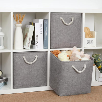 Bidtakay Grey Baskets Foldable Storage Cube Bins 13x13x13 Cube Storage Organizer Closet Set of 3