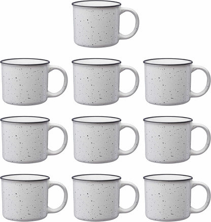 DISCOUNT PROMOS Ceramic Campfire Coffee Mugs 13 oz. Set of 10, Bulk Pack - Perfect for Tea