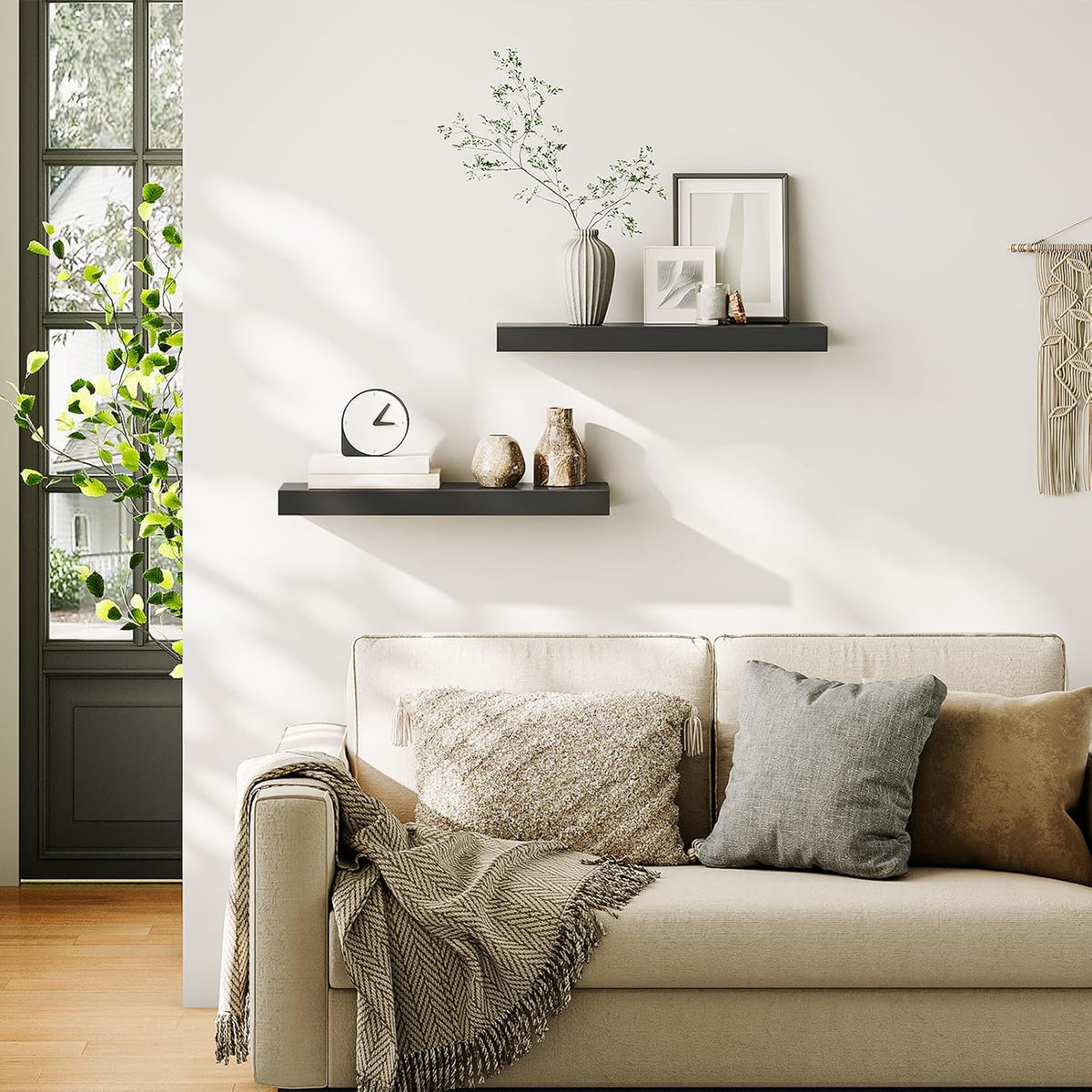 HOOBRO Floating Shelves for Wall, Wall Mounted Shelf Set of 2, 23.6" Hanging Shelf with Invisible