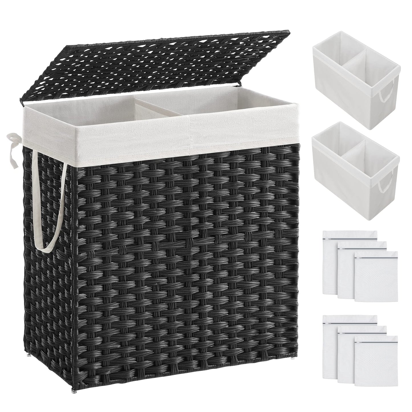SONGMICS Laundry Hamper with Lid, 110L Wicker Laundry Basket