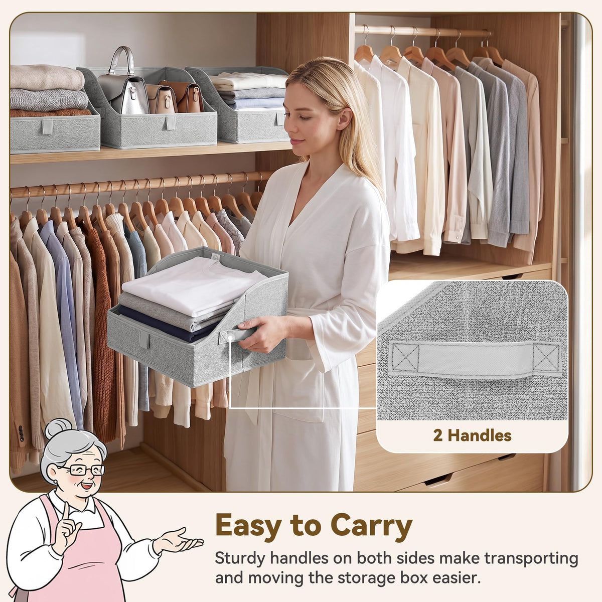 GRANNY SAYS Trapezoid Closet Storage Bins, Small, Gray, 3-Pack